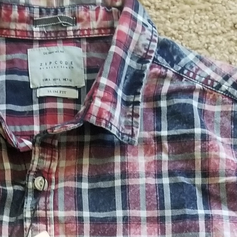 Zipcode slim fit mens plaid shirt